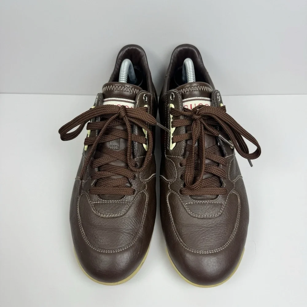 Men's GUCCI 'SL73' Brown Leather Sneakers US 8.5‎ GUCCI 8 G Shoes Vintage